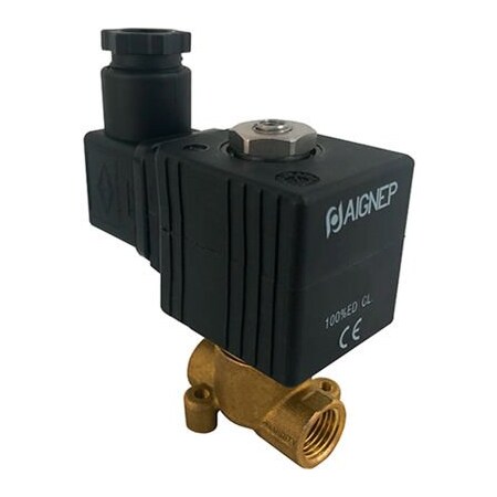 Aignep USA Fluidity 02F Direct-Acting Solenoid Valve, 2/2 NC, EPDM Seal, 3/8 NPTF, 3 Mm, 12V DC